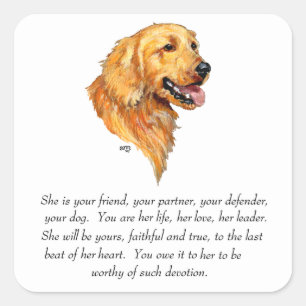 Sticker Carré Souvenir Golden Retriever