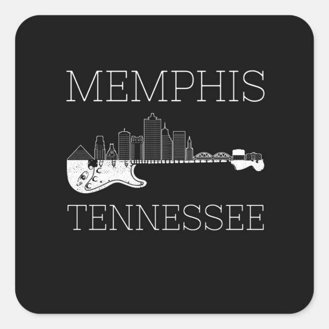 Sticker Carré Souvenir Memphis Guitare Musique Tennessee Memphis (Devant)
