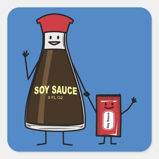 Sticker Carré Soy Sauce Bouteille Paquet enfant condiment enfant (Devant)