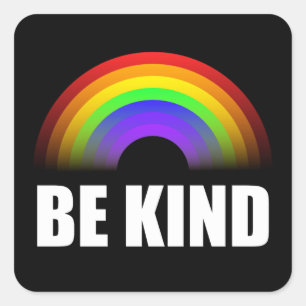 Sticker Carré Soyez gentil Rainbow White