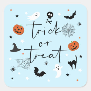 Sticker Carré Soyons éffrayants de la fête d'Halloween Blue