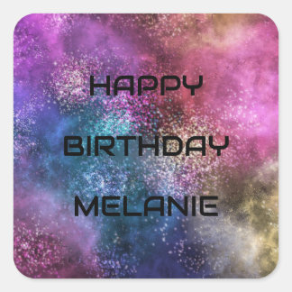Sticker Carré Space Galaxy Joyeux anniversaire
