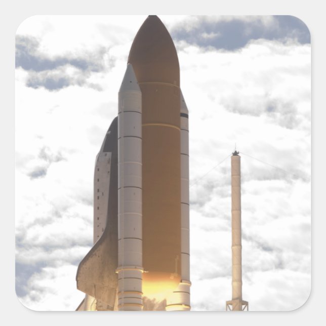 Sticker Carré Space Shuttle Atlantis lève sur 16 (Devant)