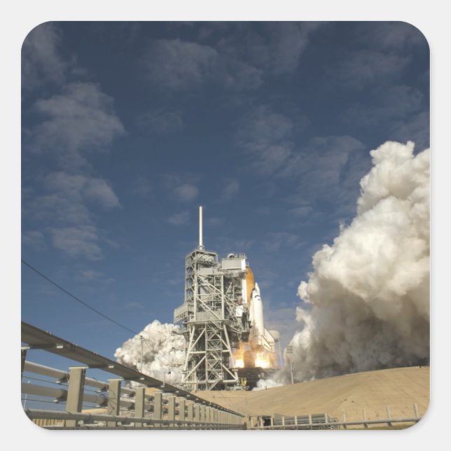 Sticker Carré Space Shuttle Atlantis lève sur 20 (Devant)