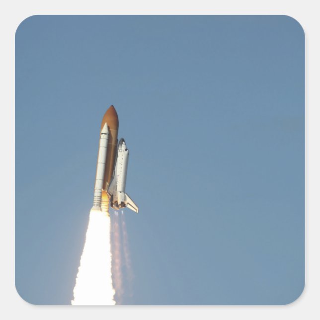 Sticker Carré Space Shuttle Atlantis se lève sur 11 (Devant)