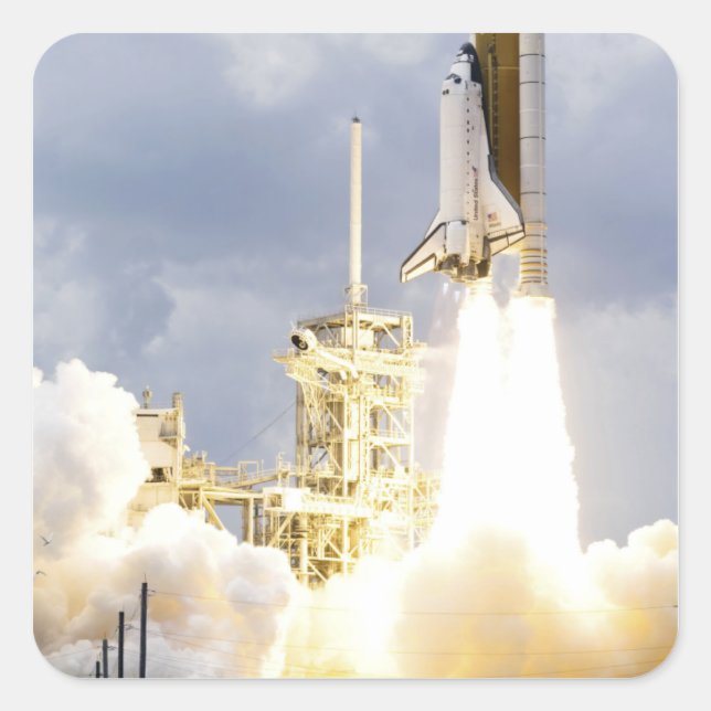 Sticker Carré Space Shuttle Atlantis se lève sur 2 (Devant)
