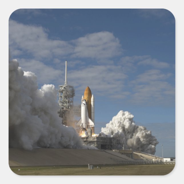 Sticker Carré Space Shuttle Atlantis se lève sur 23 (Devant)