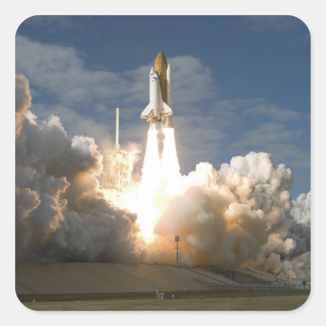 Sticker Carré Space Shuttle Atlantis se lève sur 24 (Devant)