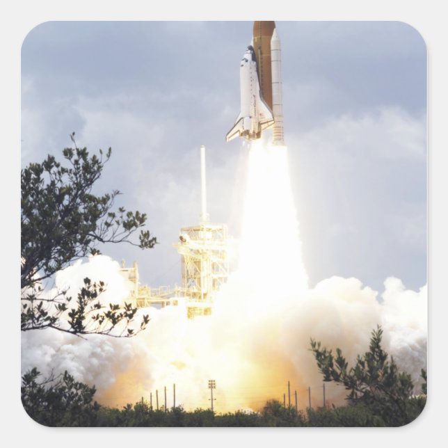 Sticker Carré Space Shuttle Atlantis se lève sur 4 (Devant)