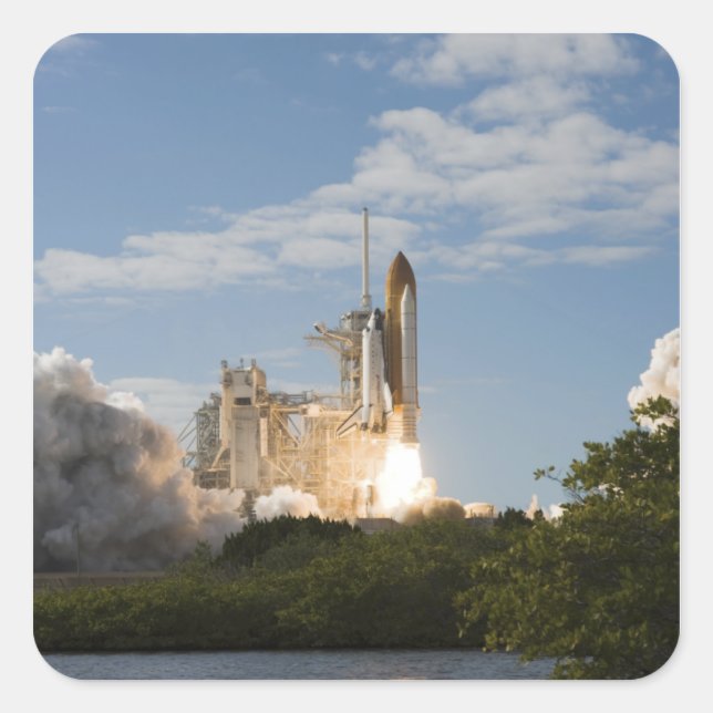 Sticker Carré Space Shuttle Atlantis se lève sur 7 (Devant)
