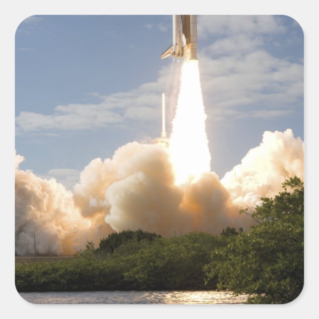 Sticker Carré Space Shuttle Atlantis se lève sur 8 (Devant)