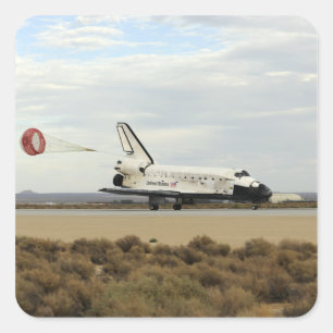 Sticker Carré Space Shuttle Discovery déploie son parachute de t