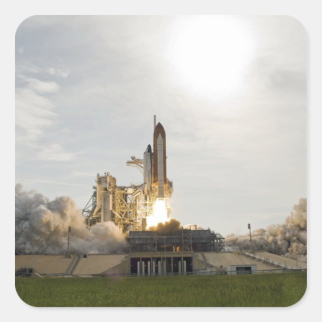 Sticker Carré Space Shuttle Endeavor se lève sur 8 (Devant)