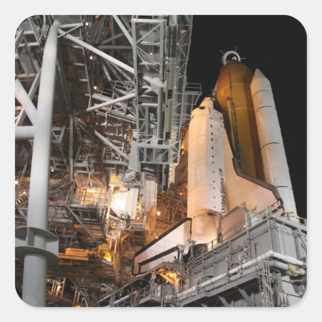 Sticker Carré Space Shuttle Endeavor sur le lancement (Devant)