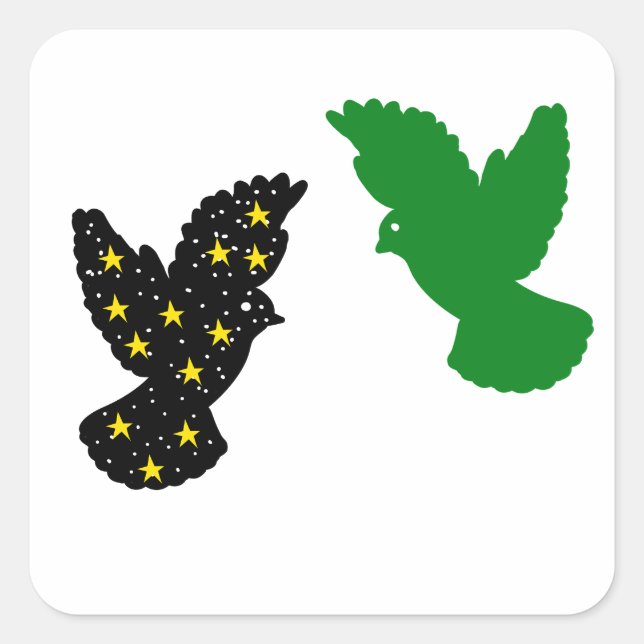 Sticker Carré Space Stars Bird & Green Bird (Devant)