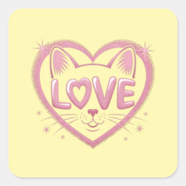 Sticker Carré Sparkling Cat Love