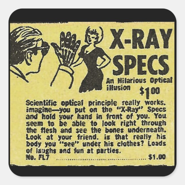 Sticker Carré Spécifications X-Ray ! Voir à travers les vêtement (Devant)