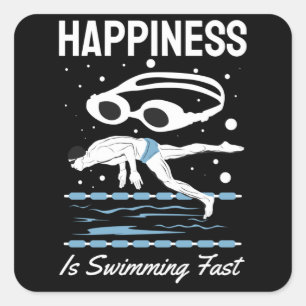Sticker Carré Speedo Swimmer - Le bonheur est nager Rapide