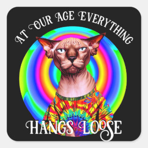 Sticker Carré Sphynx Chat sur la colline Anniversaire