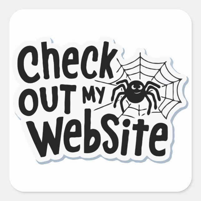 Sticker Carré Spider's Web Design - 'Regardez mon site web' Pun (Devant)