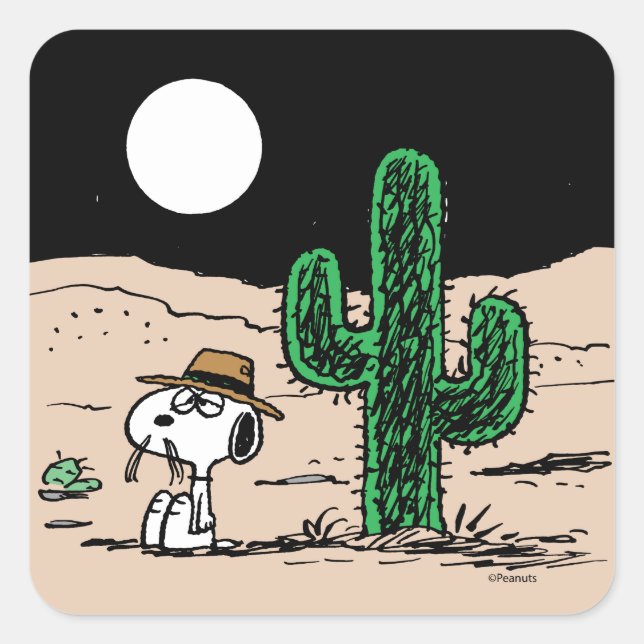 Sticker Carré Spike dans un désert illuminé par la Lune (Devant)