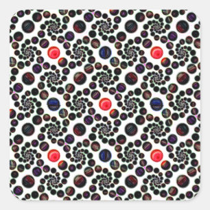 Sticker Carré Spirale Abstraite foncée avec Cerises Motif