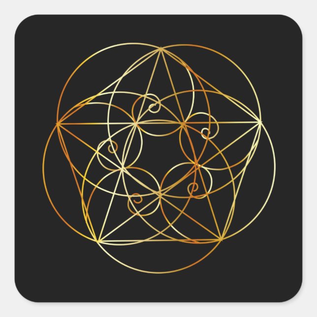 Sticker Carré Spirale de Fibonacci - La géométrie sacrée (Devant)