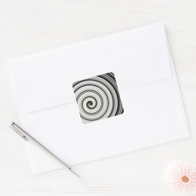 Sticker Carré spirale noire et blanche (Enveloppe)