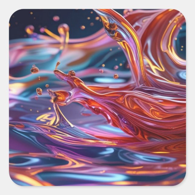 Sticker Carré Splashing Color Liquids (Devant)