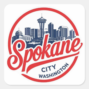 Sticker Carré Spokane Washington DC Skyline