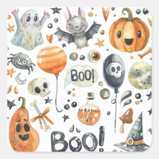 Sticker Carré Spooktacular Halloween | Sceau à coller (Devant)