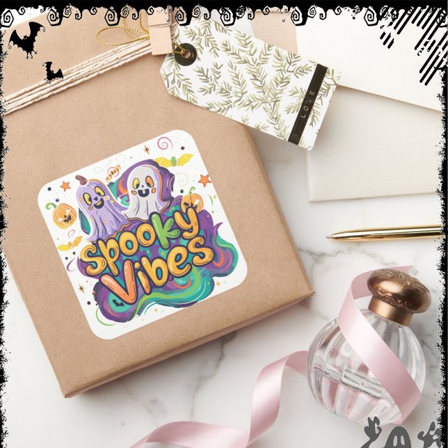 Sticker Carré Spooky Vibes | ExDesigner | Halloween (Créateur téléchargé)