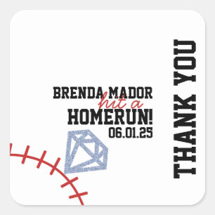 Sticker Carré Sports Baseball Homerun Pailletés Enterrement de V