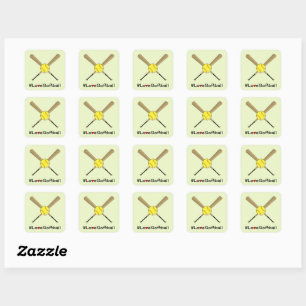 Sticker Carré Sports de slogan de hashtag du base-ball d'amour