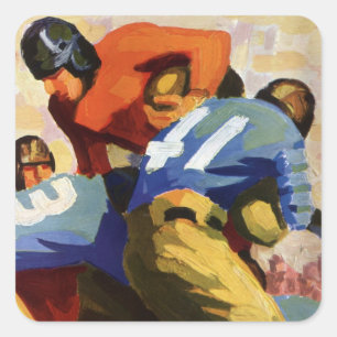 Sticker Carré Sports vintages, Football Players dans un jeu