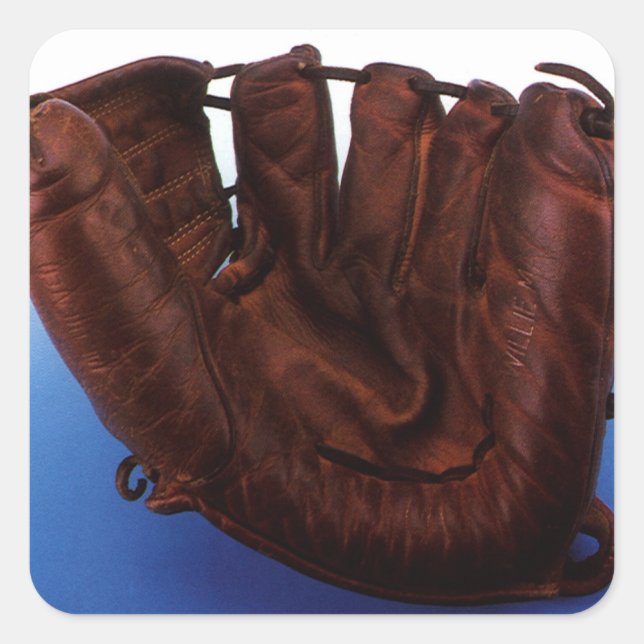 Sticker Carré Sports vintages, Gant De Baseball Antique En Cuir (Devant)