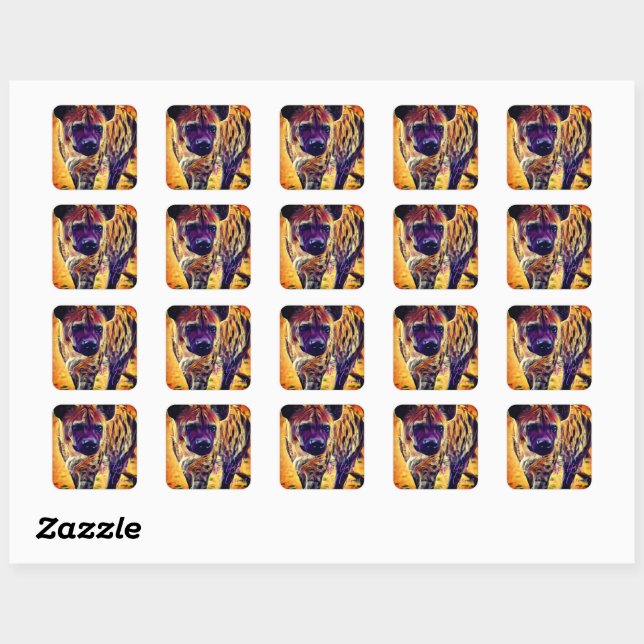 Sticker Carré Spotted Hyena [Square Seal] (Feuille)