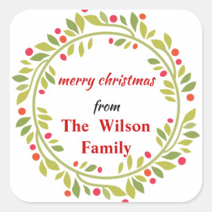 Sticker Carré Sprigs Wreath Christmas