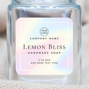 Sticker Carré Square holographic look white border product label