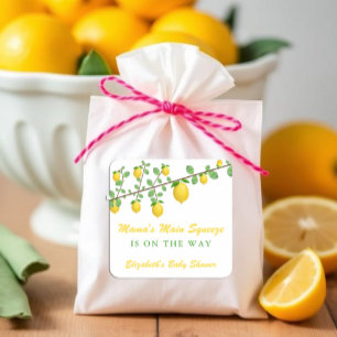 Sticker Carré Squeeze Lemon principal Baby shower neutre pour le
