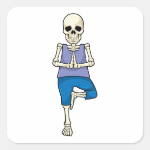 Sticker Carré Squelette au Yoga Stretch