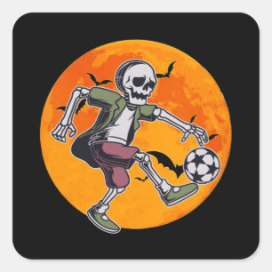 Sticker Carré Squelette de football - Halloween