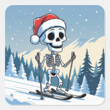 Squelette de Noël effrayant sur des skis