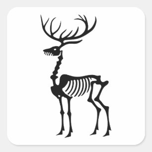 Sticker Carré Squelette de rennes Noël gothique