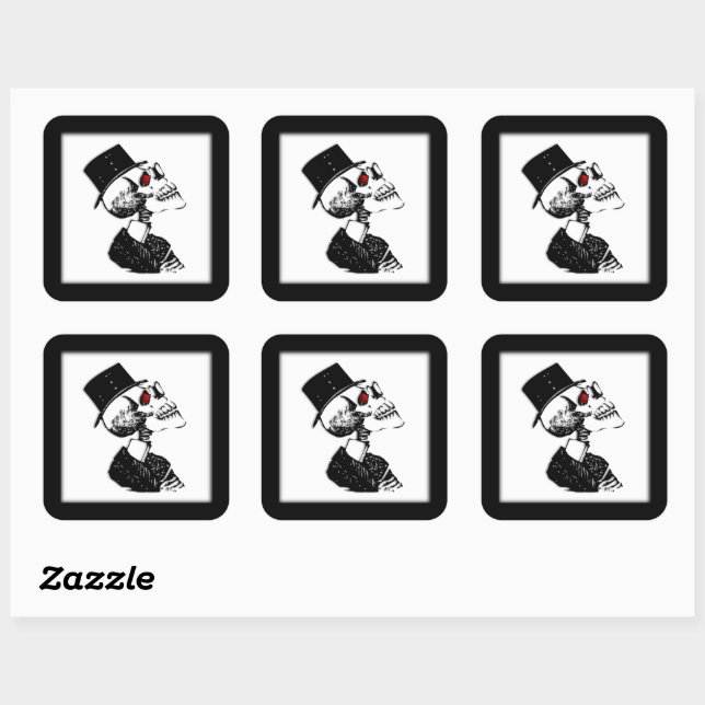 Sticker Carré Squelette des yeux rouges (Feuille)