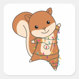 Sticker Carré Squirl Winter Animals