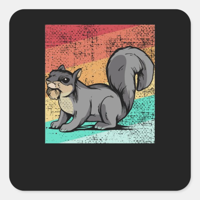 Sticker Carré Squirrel Retro (Devant)