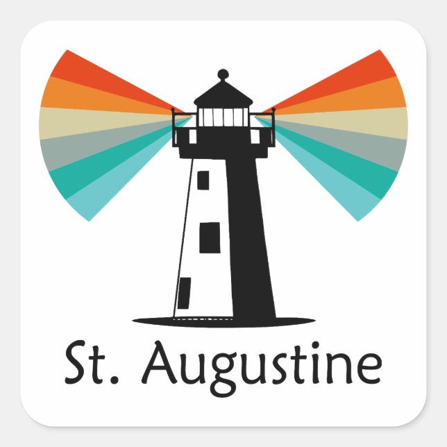 Sticker Carré St. Augustine Florida Lighthouse Rainbow (Devant)