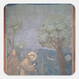 Sticker Carré St Francis prêchant aux oiseaux, 1297-99