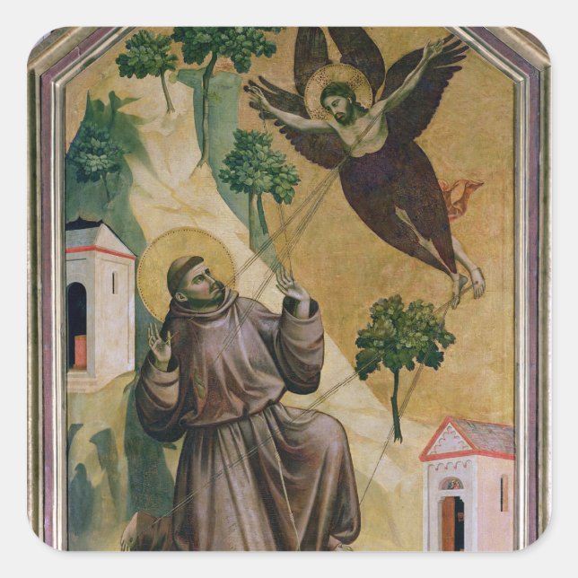 Sticker Carré St. Francis recevant la Stigmata, c.1295-1300 (Devant)
